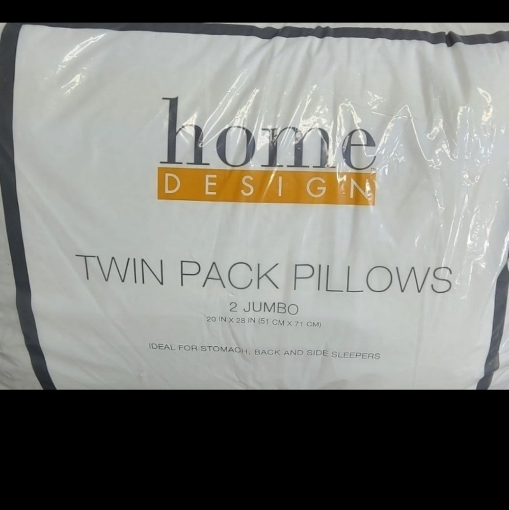 Home Design Twin Pack Jumbo White Pillows - Picture 2 of 6
